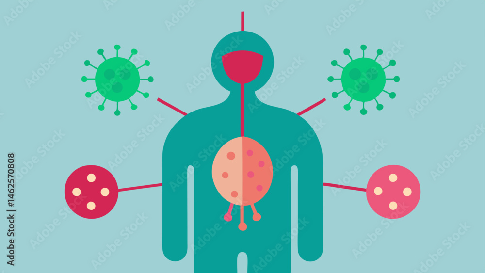 Poster immune system insight an illustration portraying lymph nodes and key immune with areas of active imm