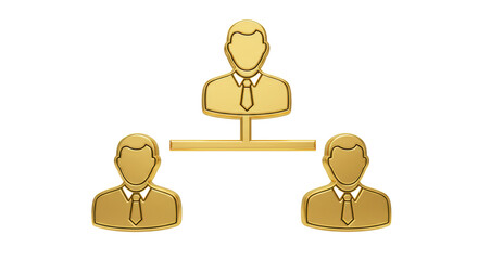 Isolated Golden Organization Chart with People Symbol
