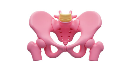 Isolated Pink Pelvic Bone Anatomical Model