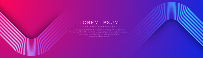 Modern abstract gradient banner background with glowing geometric lines. Futuristic design. Space for your text. Suit for cover, header, banner, advertising, website, presentation, business