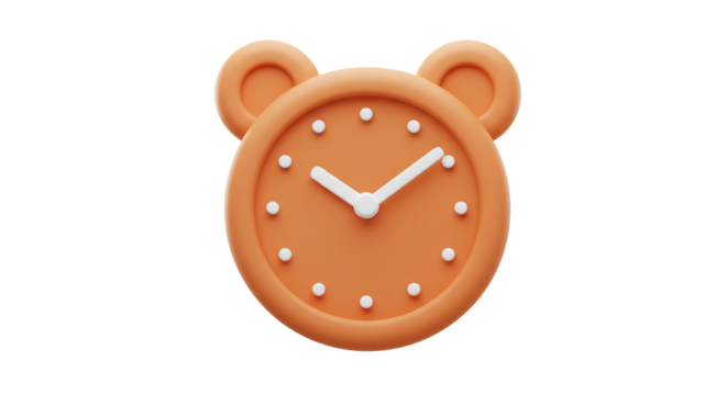 Isolated Orange Bear-Themed Alarm Clock
