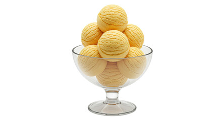 Isolated Glass Bowl Filled with Yellow Ice Cream Scoops