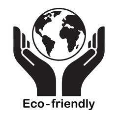 Black Eco World Silhouette Vector, Globe Illustration, World Icon