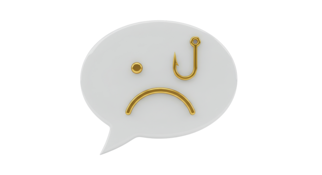Isolated Speech Bubble with Sad Face and Hook Problem Concept