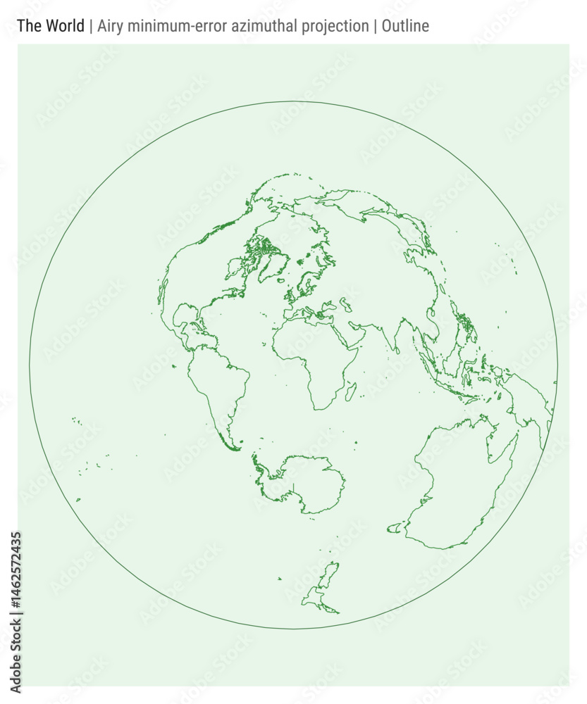 Poster world map. airy minimum-error azimuthal projection. outline style. high detail world map for infogra