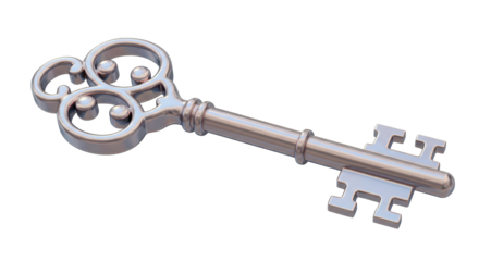 Isolated Silver Ornate Key