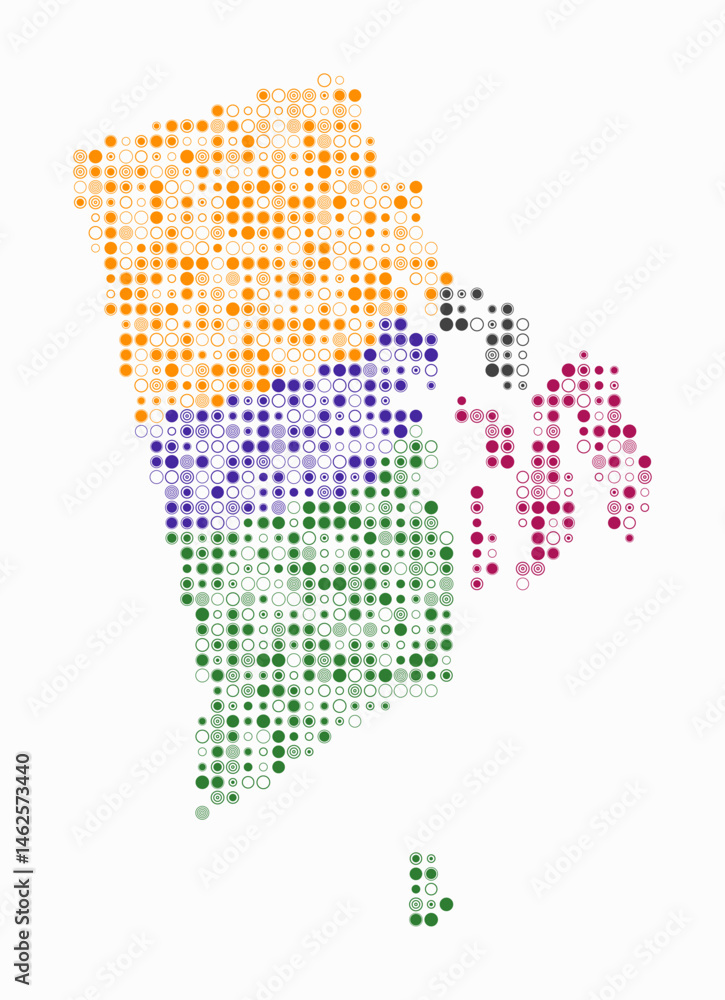 Aufkleber rhode island, shape of the state build of colored cells. digital style map of the rhode island on wh