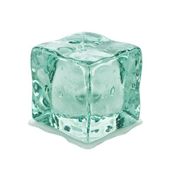Obraz premium Melting Ice Cube with Water Droplets 
