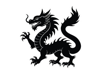 A Chinese dragon silhouette on white bbackground