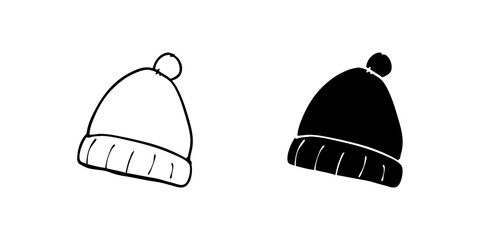 Vector icon set depicting winter hats, suitable for cold weather and style designs.