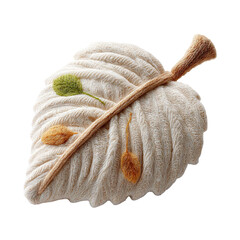 A beautifully crafted decorative leaf showcasing intricate textures and natural colors. isolated on a white background.