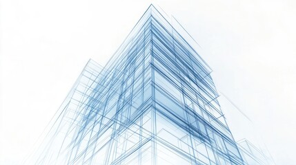 Fototapeta premium Abstract architecture blueprint drawing of modern building