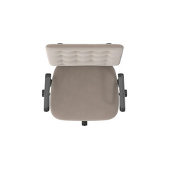 beige tufted office chair top view isolated.
