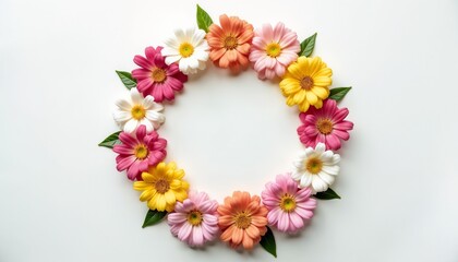 Floral wreath in vibrant colors on a white background  