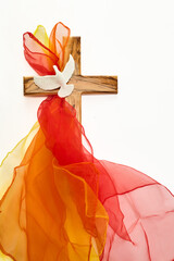 Pentecost Sunday. Pentecost background with flying dove