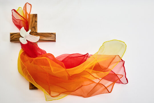 Pentecost Sunday. Pentecost background with flying dove