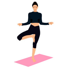 girl in black doing meditation without background