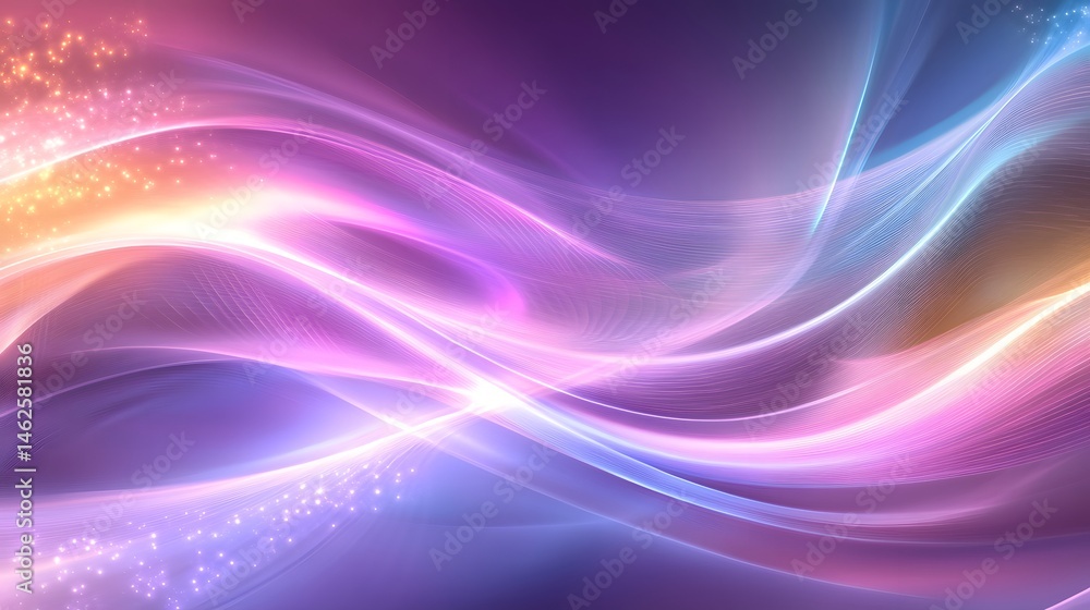 Aufkleber abstract digital design with vibrant color waves and sparkles.
