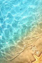 Starfish on the summer beach. Summer background. Tropical sand beach