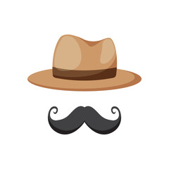 Vector illustration of a Brown Cowboy Hat with a cute Swirling Mustache