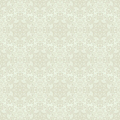 Lace Seamless pattern with dense intricate ornamental design. Beige cream subtlebackground in damask style for wallpaper, fabric, invitations, website textures.