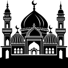 Black silhouette of a Islamic mosque