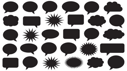 Fototapeta premium A collection of black silhouette comic book style speech bubble