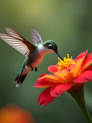 Fototapeta premium hummingbird and flower