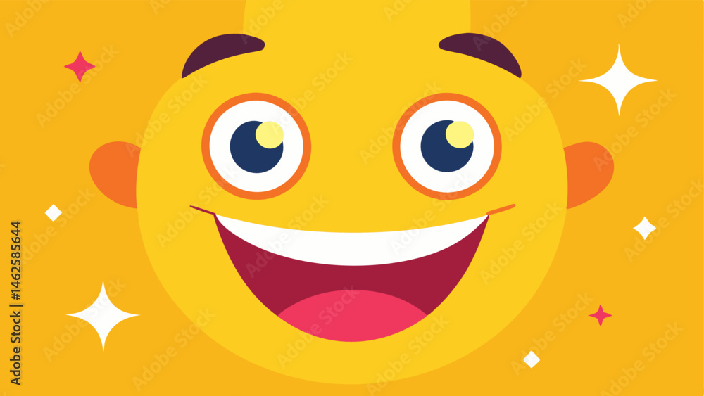 Aufkleber joyful surprise a face with large open eyes and raised eyebrows mouth wide open in a big smile showi