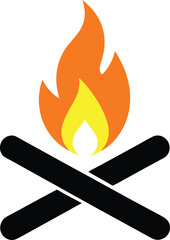 Campfire symbol bonfire vector icon