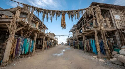 of global textiles floating in an abstract storm of shapes and threads