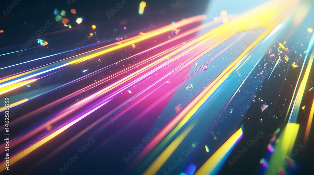 Poster dynamic colorful abstract lines and shapes in motion.