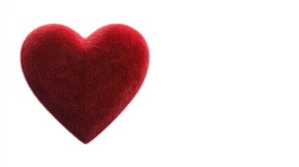Obraz premium A plush velvety crimson heart, a symbol of affection and love, isolated on a stark white background.
