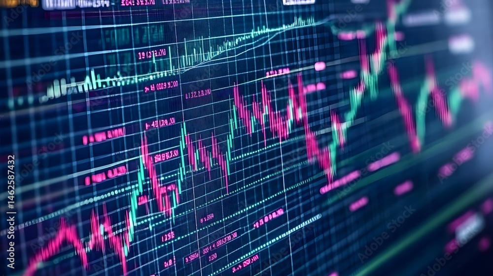 Poster close-up view of financial data displayed on a monitor.