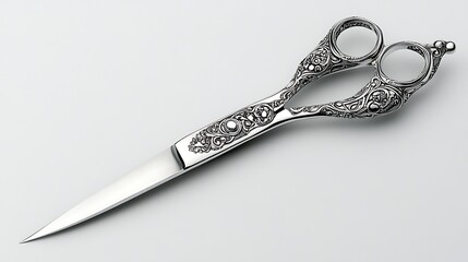 Ornate Silver Hairdressing Scissors.