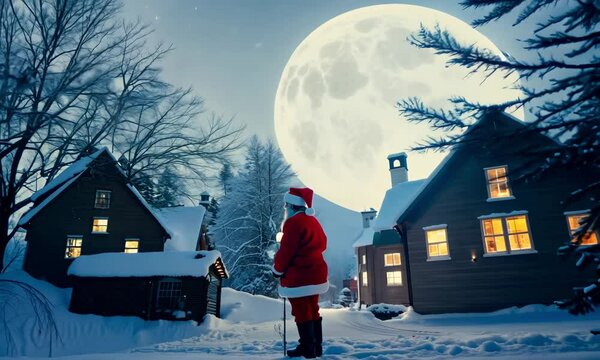 Santa Claus Beneath the Christmas Night Sky
