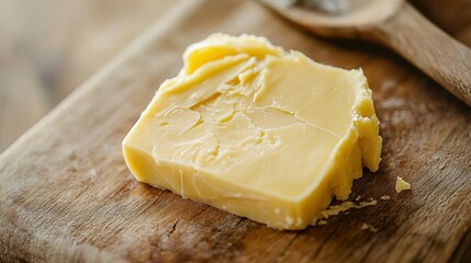 Golden Cheese Block on Rustic Board