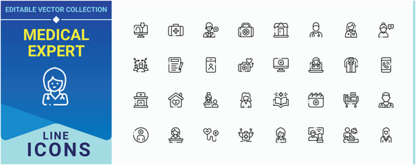 Medical Expert icon set. Pack of hospital, health, medical, health care, treatment, surgeon. Doctor simple icon set. Sign and Symbol. Vector illustration.
