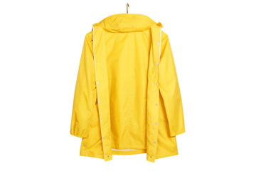 yellow raincoat isolated on white background PNG