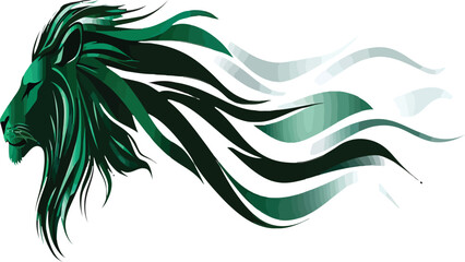 Fototapeta premium Green abstract lion head with flowing mane vector