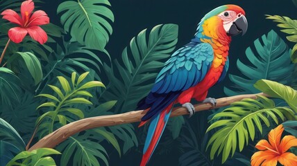 Obraz premium two parrots on a tree