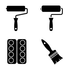 Painting tools roller brush palette black and white