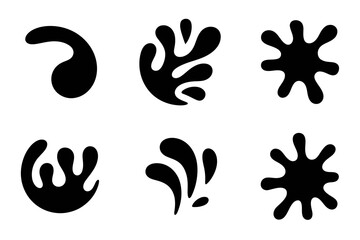 Black ink blot shapes vector design elements set