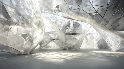 Interior architectural design of a modern, translucent structure.