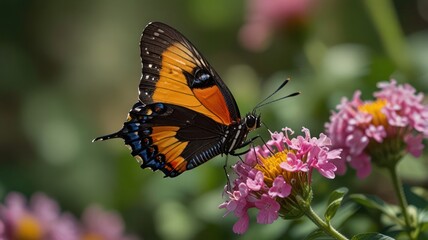 Obraz premium Vibrant Butterfly on Colorful Flower