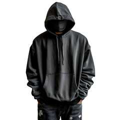 Street Style Graphic Hoodie Outfit Isolated on Transparent Background