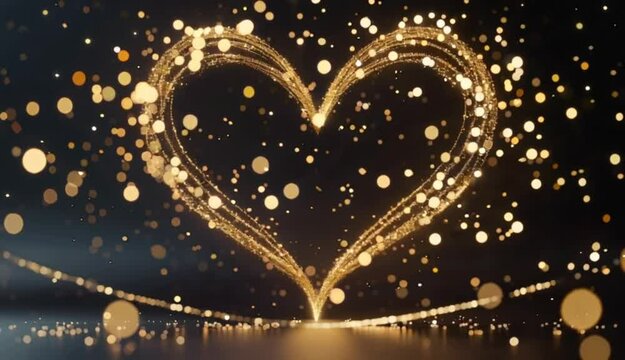 Radiant Heart of Celebration: A dazzling display of illuminated particles converge to form a shimmering heart, evoking sentiments of love, joy, and special occasions.
