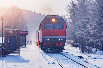 Passenger train arrives to the platform.
