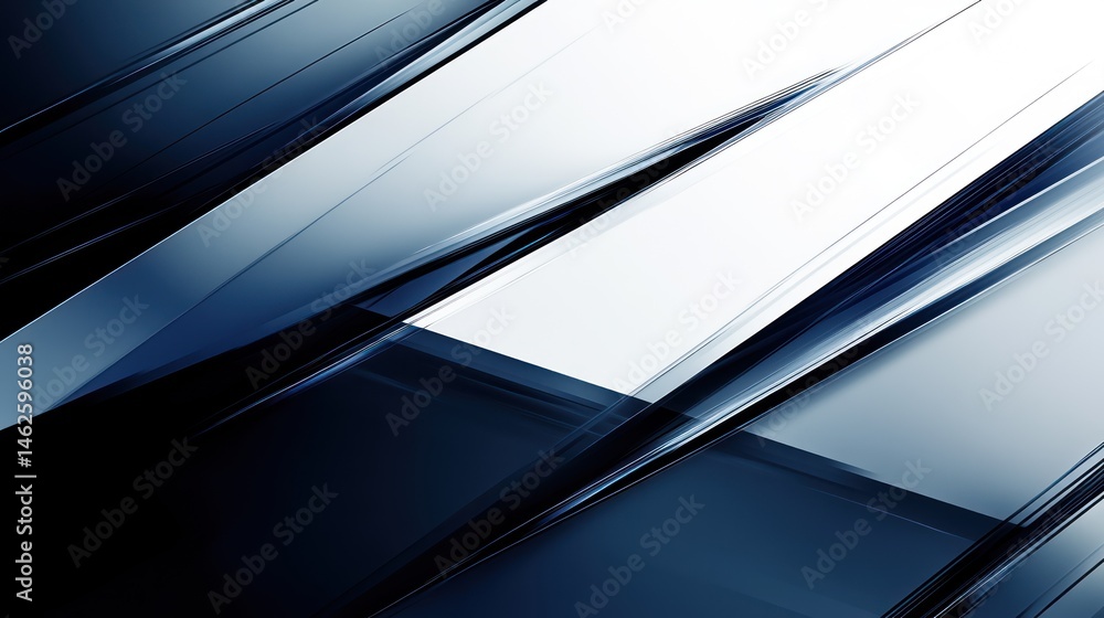 Poster abstract blue and white geometric design: a dynamic composition of sharp lines and reflective surfac