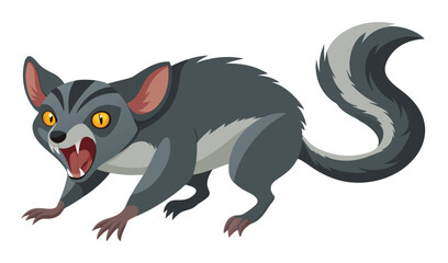 Sunda Colugo Gliding Midair with Taut Patagium